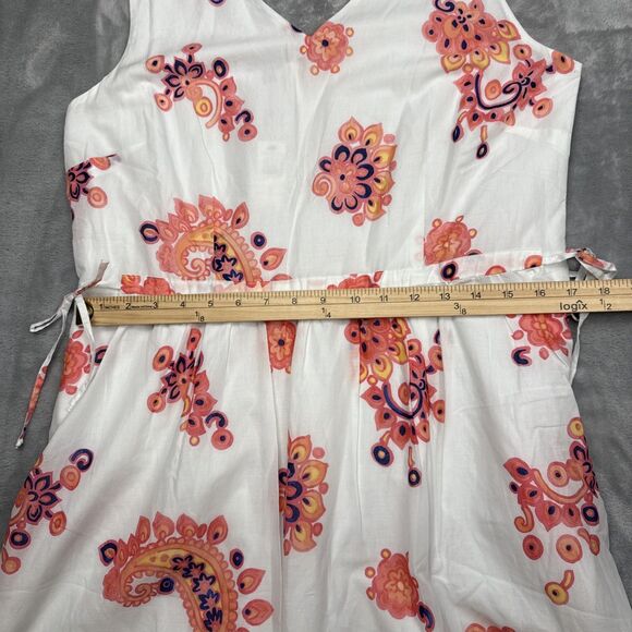 Talbots Women’s Size 12 Cotton Sleeveless V-Neck Maxi Dress Side Tie Paisey NWT - Picture 3 of 7